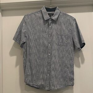 Men's Blue Patterned Casual Button Down Shirt